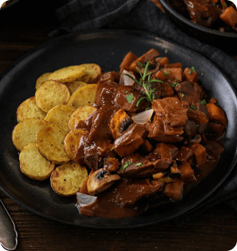 Veganes Boeuf Bourguignon mit Kartoffeln