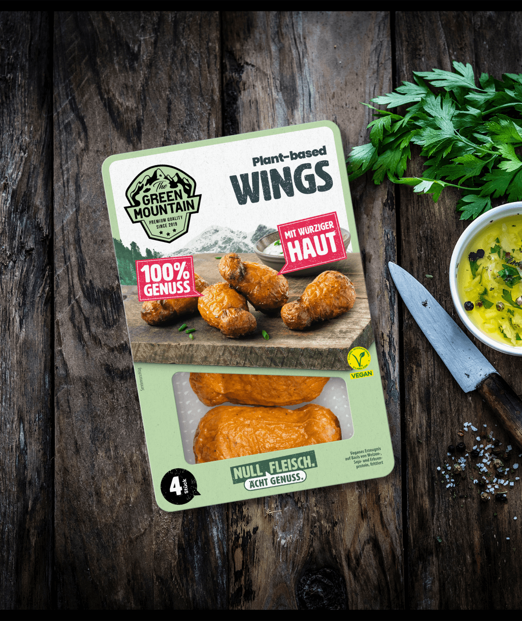 Verpackung von Plant-based Wings